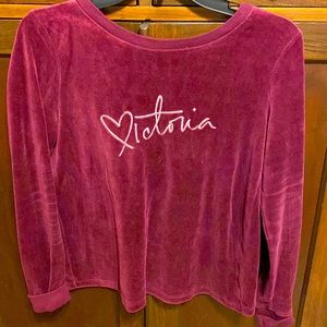 VS velvet texture long sleeve top